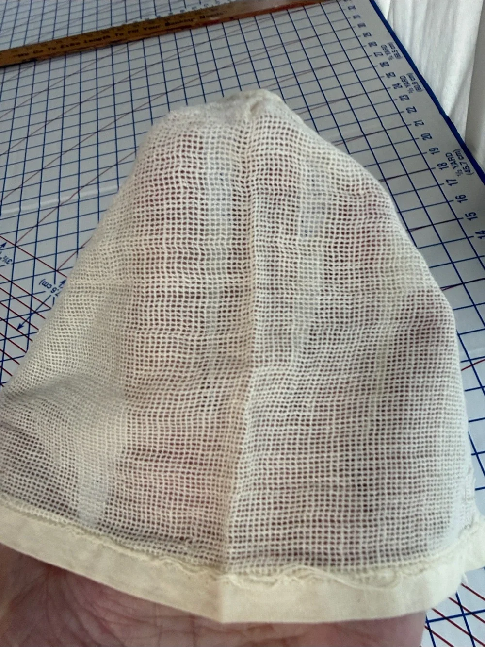 Antique c1900 Infant Baby Bonnet Cap Cotton Net Lace-Up Heirloom Sewing Study